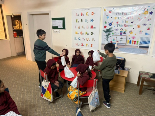 SKF Board Member Fahad Aziz along with his two son's visited the SKF Peshawer Learning Center. 