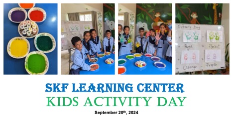 SKF Learning Center staff arranged a fun filled in class hands on learning activity for the Nursery group "All About Colors" on September 20th, 2024.