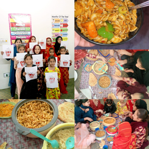 Staff and teachers at SKF’s Peshawar Learning Center on May 30th arranged a fun surprise party. The students came wearing colorful clothes and enjoyed the delicious spread of macaroni, biryani, cake, and rice. 