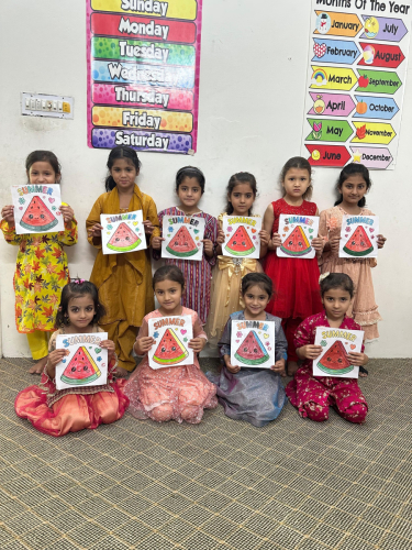 Staff and teachers at SKF’s Peshawar Learning Center on May 30th arranged a fun surprise party. The students came wearing colorful clothes and enjoyed the delicious spread of macaroni, biryani, cake, and rice. The arts activity of making popcorn-themed artwork on white sheets was a huge hit! The nursery students particularly enjoyed coloring watermelons, showcasing their creativity and having a great time. Everyone shared laughter and good times, making it an unforgettable celebration!